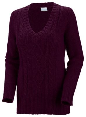 Women's Cabled Cutie Long Sleeve Sweater - Maroon / Dark Red