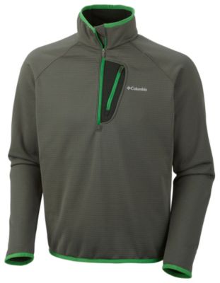 Men's Grid Grit Half Zip Fleece - Green Patterned