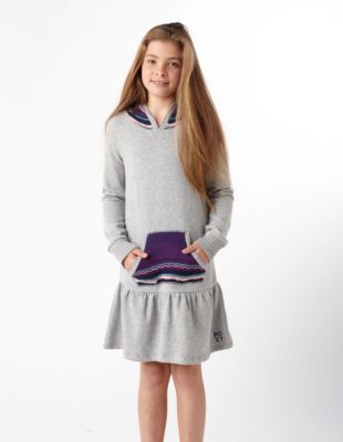Girls' Last Time Hooded Dress - Gray