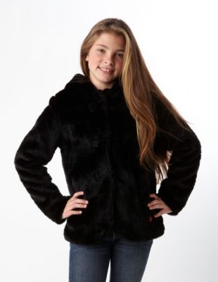Girls' Secret Treasure Fur Jacket - Black