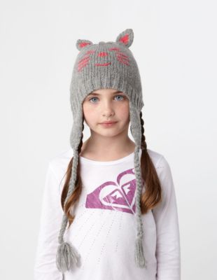 Girls' Sleigh Ride Cat Beanie - Gray