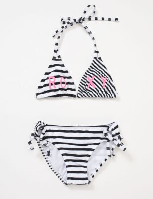 Girls' Roxy Shorline Tiki Tri 4-6 2PC - Black Patterned
