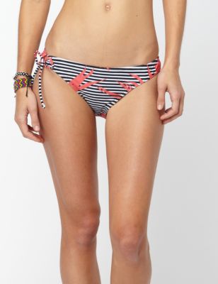 Women's Journey of the Heart 70's Side Tie Swim Bottom - Black Patterned