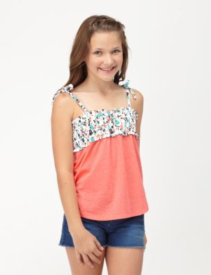 Girls' Jinx Smocked Tank - Coral