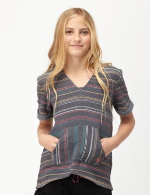 Girls' Pearl Dive SS Poncho Hoody - Navy / Dark Blue