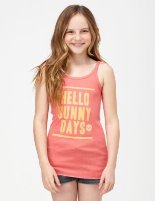 Girls' Hello Sunny Days Rib Tank - Coral