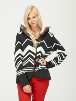 Women's Cherry Valley Sweater Jacket - Black Patterned