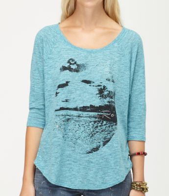 Women's Beach Bling 3/4 Sleeve Tee - Blue