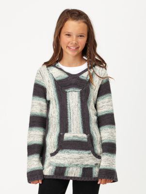 Girls' Broken Powder Stripe PO Hoodie - Gray Patterned