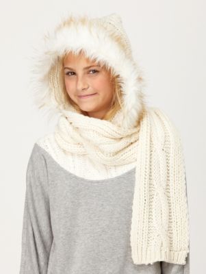 Girls' Hot Chocolate Fur Trim Scarf