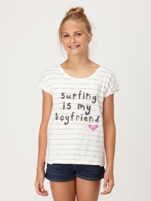 Girls' Never Again Stripe Short Sleeve Tee - White