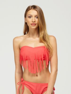 Women's Surf Essentials Fringe Bandeau Swim Top - Pink