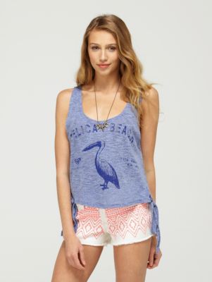 Women's Pelican Beach Tie Side Swim Tank - Blue