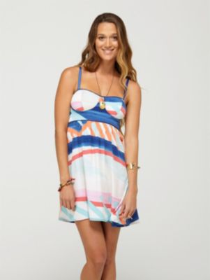 Women's Buried Shell Bustier Dress - Blue Patterned