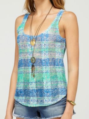 Women's Shine Your Light Tank - Blue Patterned