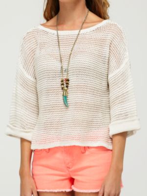 Women's Total Uproar 3/4 Sleeve Sweater - Light Brown / Beige