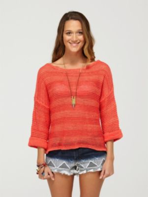 Women's Total Uproar 3/4 Sleeve Sweater - Coral