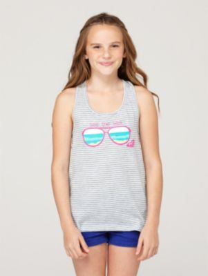Girls' Recruit Racer Tank - Blue Patterned