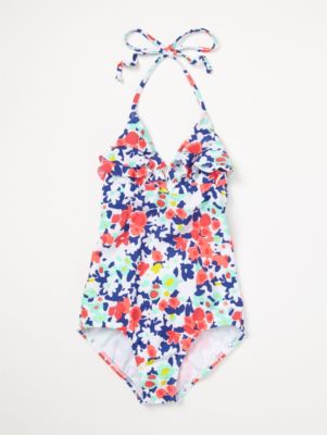 Girls' Blooming Bliss Tiki Tri 4-6 1 Piece Swimsuit - Blue Patterned