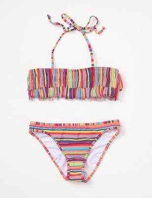 Girls' Sea Side Fringe Bandeau 2 Piece Swimsuit - Stripe