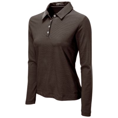 Women's UV Stripe LongSleeve Polo - Brown