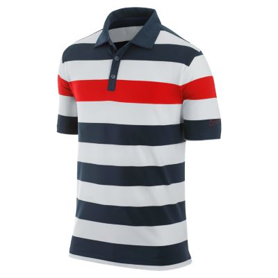 Men's Dri-FIT UV Bold Chest Stripe Golf Polo - Blue Patterned
