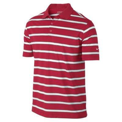 Men's Stretch UV  Stripe Polo - Red