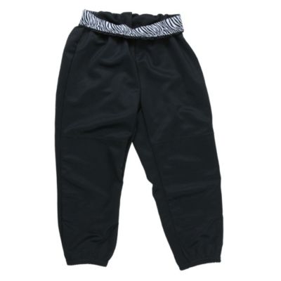 Girl's Low Rise Softball Pants - White and Black