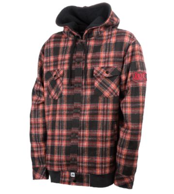 Men's Plaid Snap Up Hoodie - Red Patterned