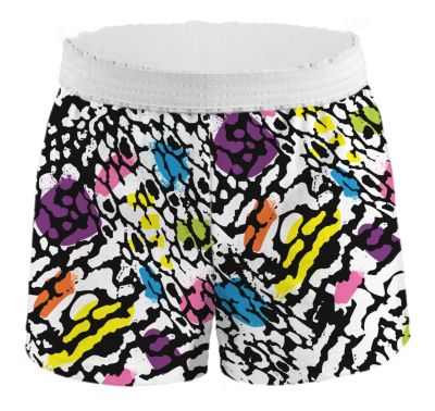 Girls' Novelty Cheer Short - Black Patterned