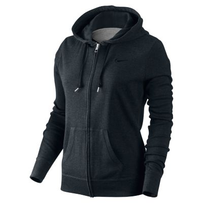 Women's Lite Weight Jersey Full Zip Hoody - Black