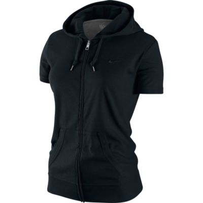 Women's Short Sleeve Downtime FZ Hoody - Black