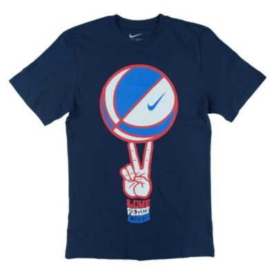 Men's Peace, Love, Hoops T-Shirt - Obsidian - Navy / Dark Blue