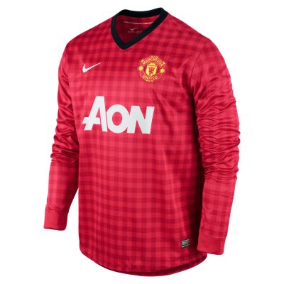 Men's Manchester United Long-Sleeve Replica Jersey - Red