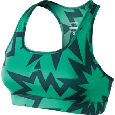 Women's Pro Printed Bra - Green Patterned