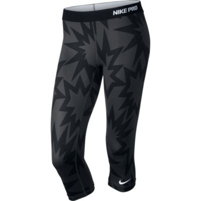 Women's Pro Printed Capri - Black Patterned