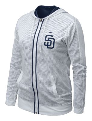 Women's Padres MLB Fresh Mesh Hoody - White