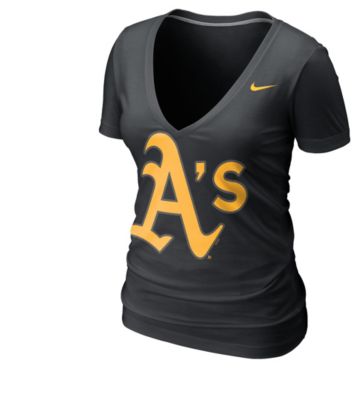 Women's Athletics Deep Burnout V-Neck Tee - Black