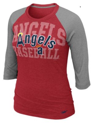 Women's Angels 3/4 Sleeve Raglan Tee - Red