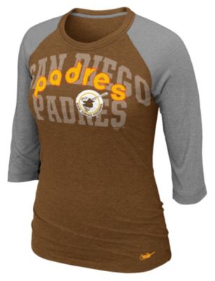 Women's Padres 3/4 Sleeve Raglan Tee - Brown