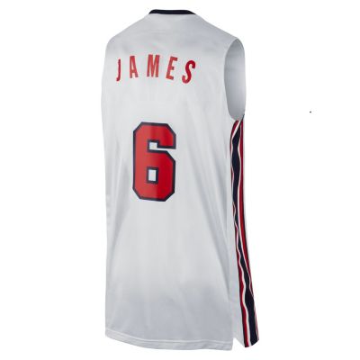 Men's Retro USA Basketball Lebron James Jersey - White