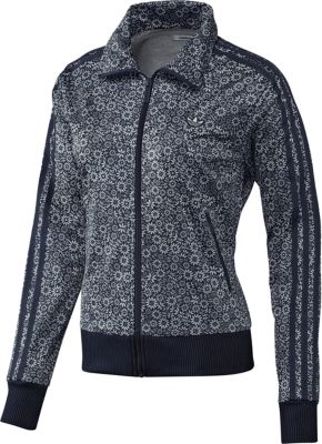 Women's Flower Track Top - Black Patterned