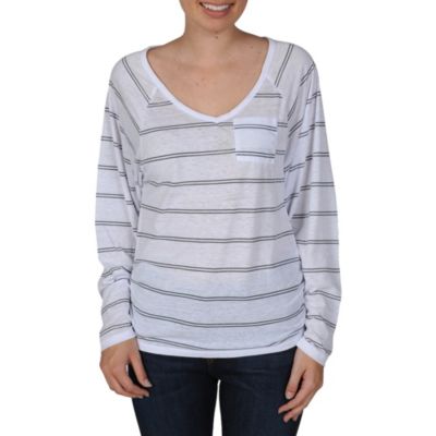 Women's Stripe Stacker L/S Shirt - White