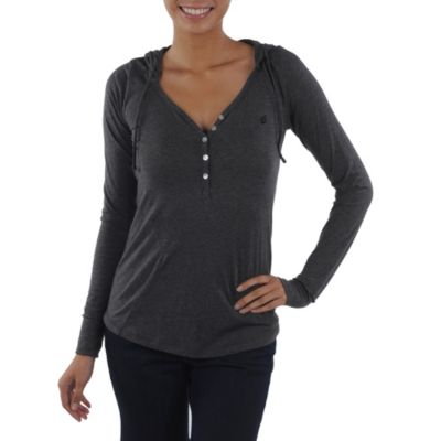 Women's Knotty Girl L/S Top - Black Patterned