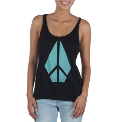Women's Peace of Me Hi-Low Twist Tank - Black