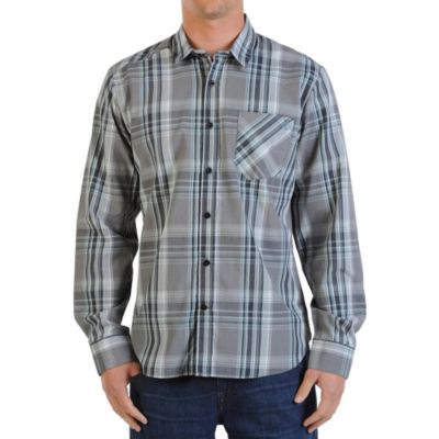 Men's Ex Factor Plaid L/S Woven Shirt - Gray Patterned