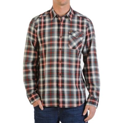 Men's Cruz L/S Woven Shirt - Red Patterned