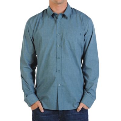 Men's Ex Factor Solid L/S Woven Shirt - Blue