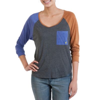 Women's Pocket Blocket L/S Raglan  - Charcoal