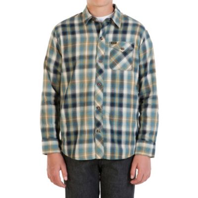 Boys' Cruz L/S Woven Shirt - Blue Patterned